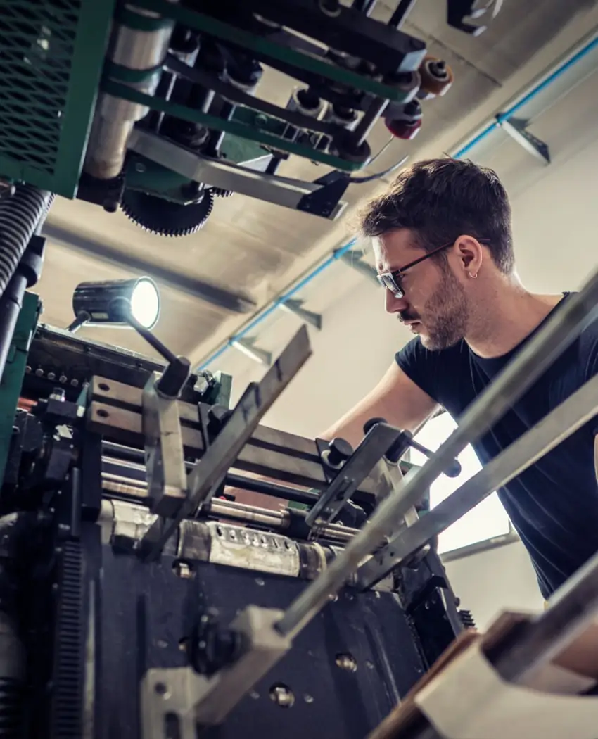 Large Offset printer man with 2 colors printer
